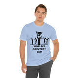 Worlds Greatest Dad Award with Fighting Kids - Unisex Jersey Short Sleeve Tee