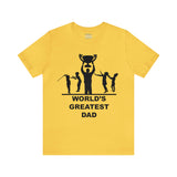 Worlds Greatest Dad Award with Fighting Kids - Unisex Jersey Short Sleeve Tee